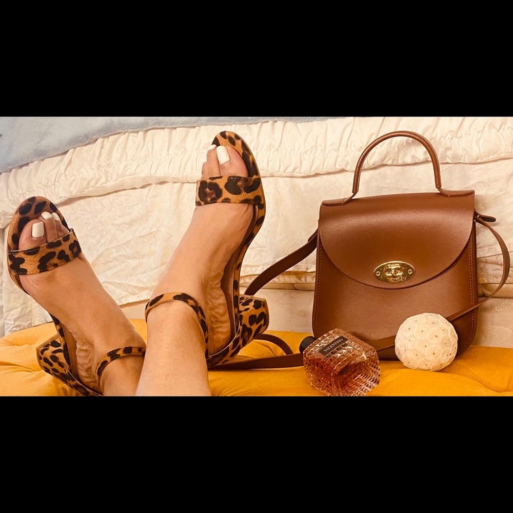 Leopard small heel sandals